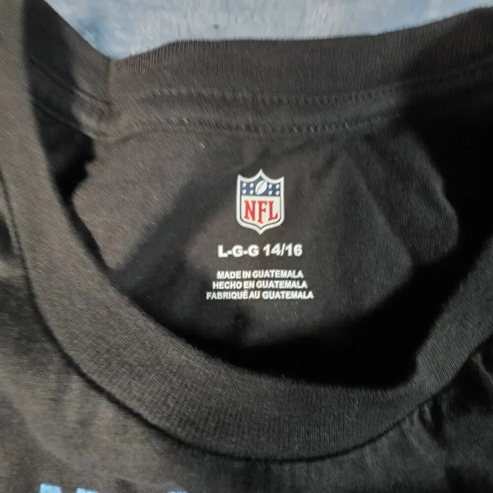 Carolina Panthers NFL Youth Large 14/16 T Shirt Black Double Sided NWT